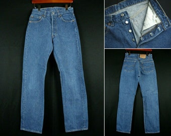 26.5 x 30(28x30tag) 80s Levi&#39;s 501 High Rise Waist Blue Denim Jeans Vintage Made in USA