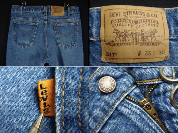 パンツ 1980s LEVI'S 517 BOOT CUT JEANS W33 L33 33 X 33.5 Levi's 517 Blue Denim Boots Cut Jeans Vintage