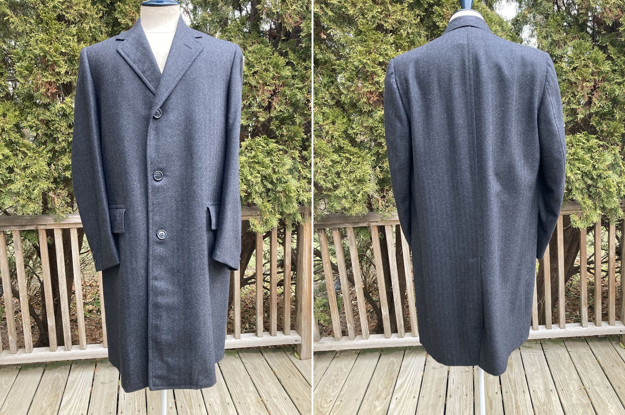 【未使用】SMOOTH HERRINGBONE MAXI OVER COAT YOURS Plus Size Black Woven Herringbone Formal Maxi Coat