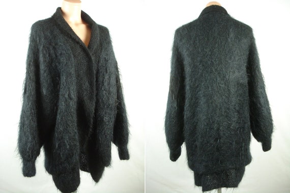 Vintage Mohair Wool Over sized Long Cardigan Sweat