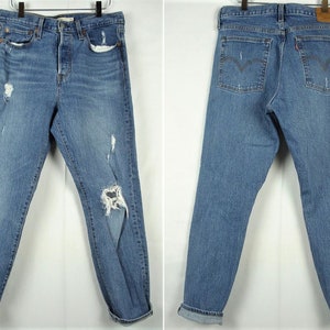31.5 x 27.5(W29tag) Levi&#39;s Premium 861 Distress Blue Jeans Boyfriend Y2K Vintage