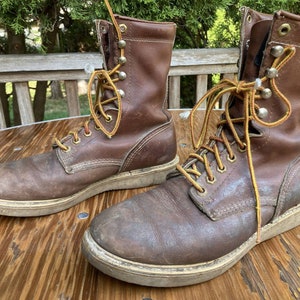 Größe 8,5 CAROLINA Braune Leder Schnürstiefel Made in USA