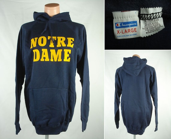 XL Nos 70s CHAMPION Blue Bar Hooded Hoodie Sweat … - image 1