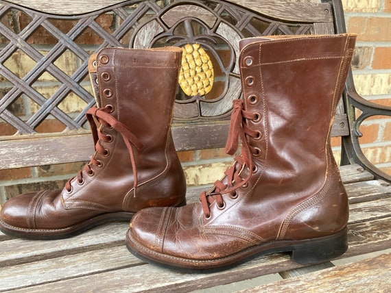 Sz 9 Vintage M1948 U.S Army Combat Jump Lace up Boots 1951