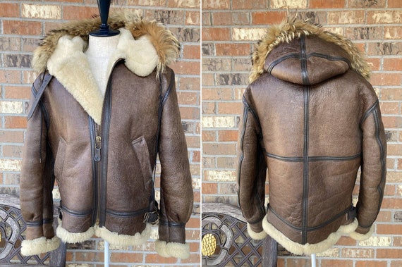 Size 38 B-3 Genuine Shearling Sheepskin Leather B… - image 1