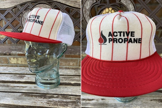 Active Propane Two Tone Striped Snap back Trucker… - image 1