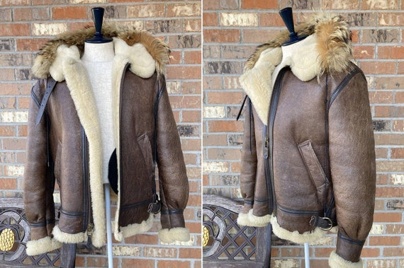 Size 38 B-3 Genuine Shearling Sheepskin Leather B… - image 2