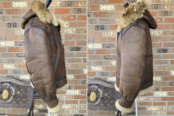Size 38 B-3 Genuine Shearling Sheepskin Leather B… - image 3