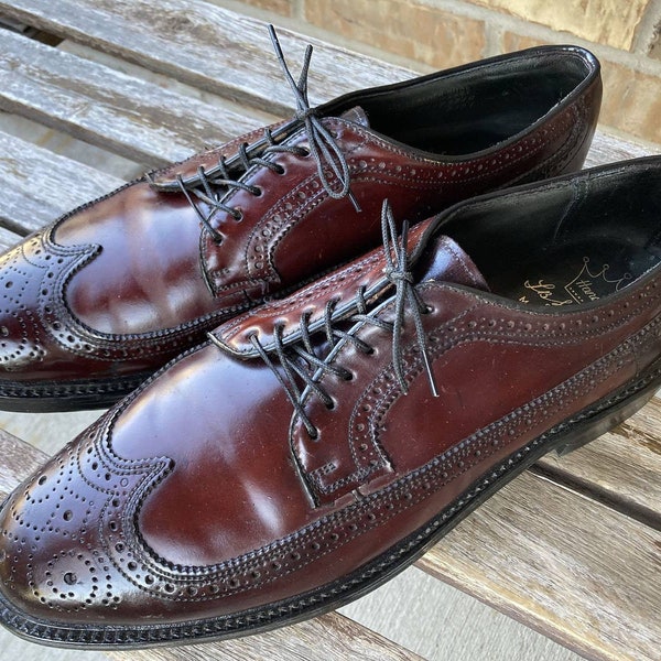 10 C/A Hanover LB Sheppard Shell Cordovan Leather Long Wingtip Dress Shoes Vintage 70s