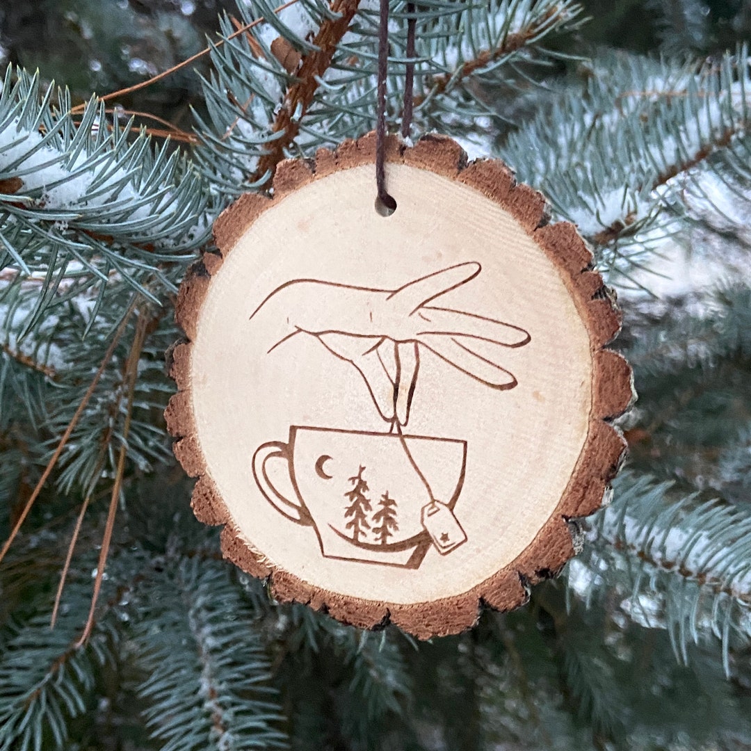 Tea ASL Ornament/ Sign Language Gift/ Wooden Ornaments/ Etsy