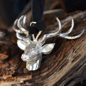 Silver deer necklace, Antler necklace, deer head charm, woodland inspired pendant, gift for animal lovers, Viking Necklace, Spiritual Gift