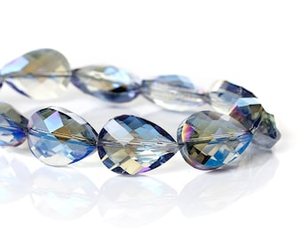 pack of 20 Clear Crystal Drop Czech Pressed Glass Beads 13mm