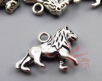 TZ1413 925 Silver Tiger Lion Charms Animal Charms Lion Charms Zoo Charms 2 Sterling Silver Tiger Charms