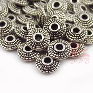 20 Saucer Spacer Beads 8mm Wholesale Antiqued Silver Plated Beads SB0000051