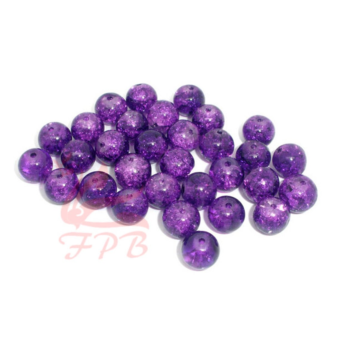 50 Purple Glass Beads 8mm Wholesale Emerald Green Crackle Etsy