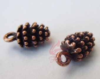 10 Pinecone Charms 15mm Wholesale Antiqued Copper Autumn Pine Cone Pendants SC0035455