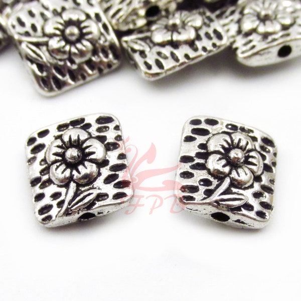 10 Flower Spacer Beads 10mm Wholesale Antiqued Silver Plated Floral Design Beads SB0105396