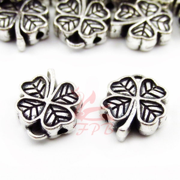 10 Four Leaf Clover Beads 12mm Wholesale Antiqued Silver Plated Spacer Beads SB0105242