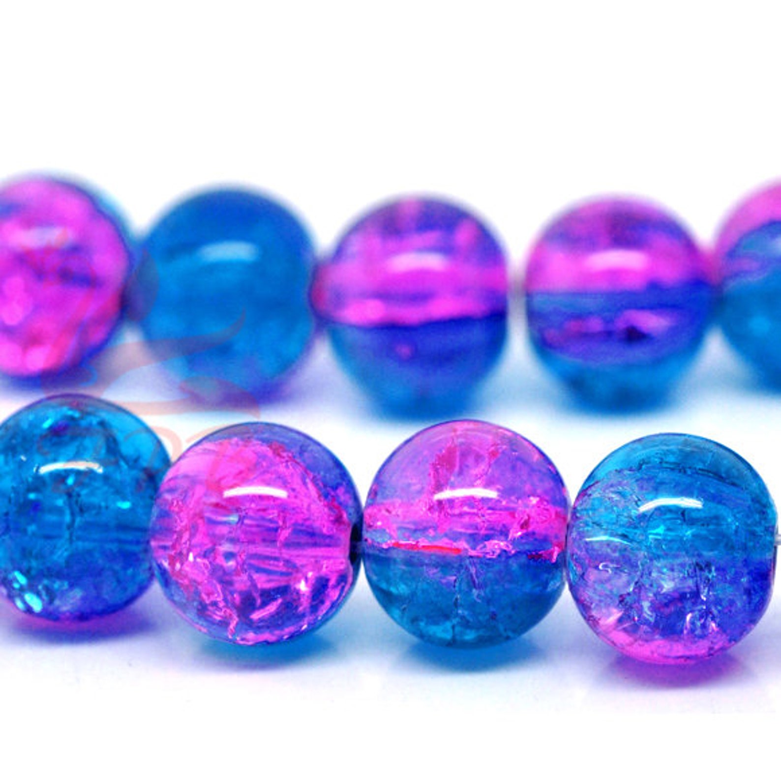 20 Blue Pink 10mm Glass Beads Wholesale Crackle Glass Beads Etsy