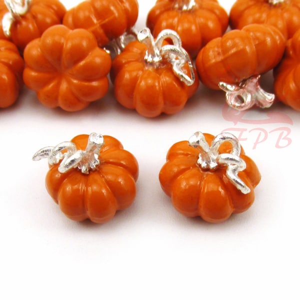 2 Pumpkin Charms 12mm Orange Enamel Pendants For Jewelry Making EC0094297