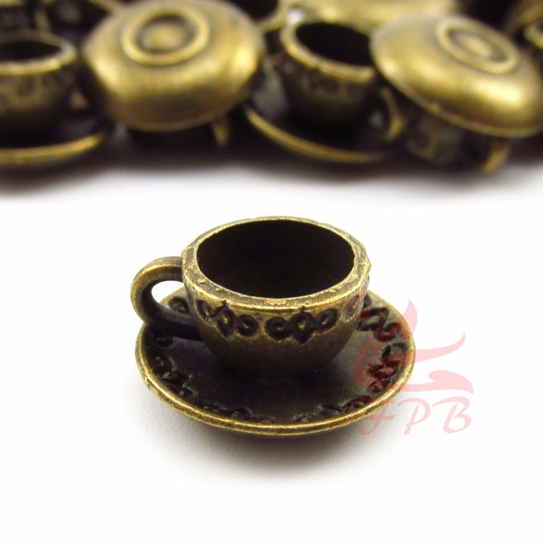 5 Bronze Teacup Charms 14mm Wholesale Alice in Wonderland Tea Etsy