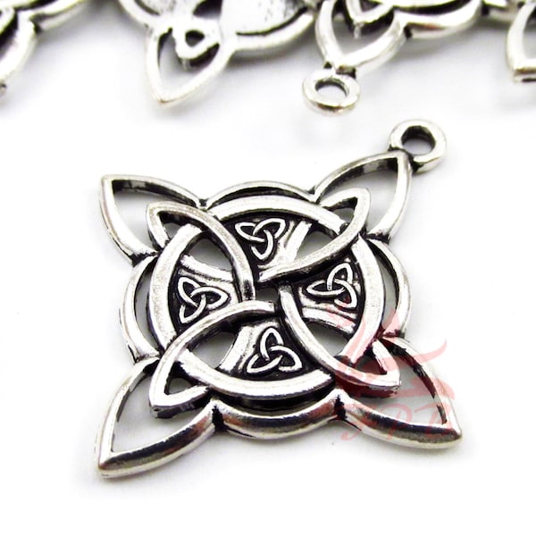 2 Celtic Knot Pendants 38mm Wholesale Antiqued Silver Plated Trinity Knot Charms SC0079210