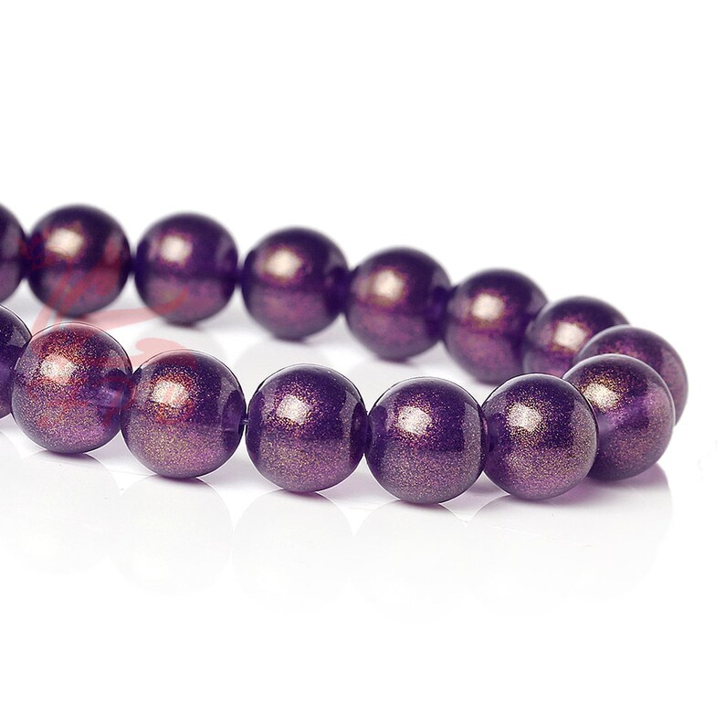 20 Purple Glass Beads Wholesale 10mm Gold Dust Pearl Glass Etsy