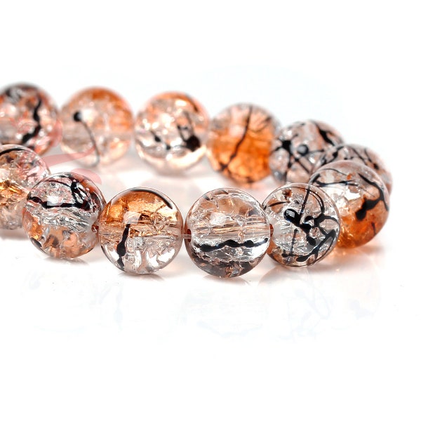 20 Orange Crackle Glass Beads 10mm Wholesale Glass Beads For Jewelry Making GB0058107