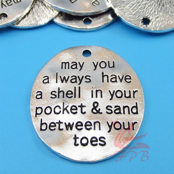 2 Beach Charms 30mm Wholesale Antiqued Silver Plated Sand Between Your Toes Pendants SC0028765