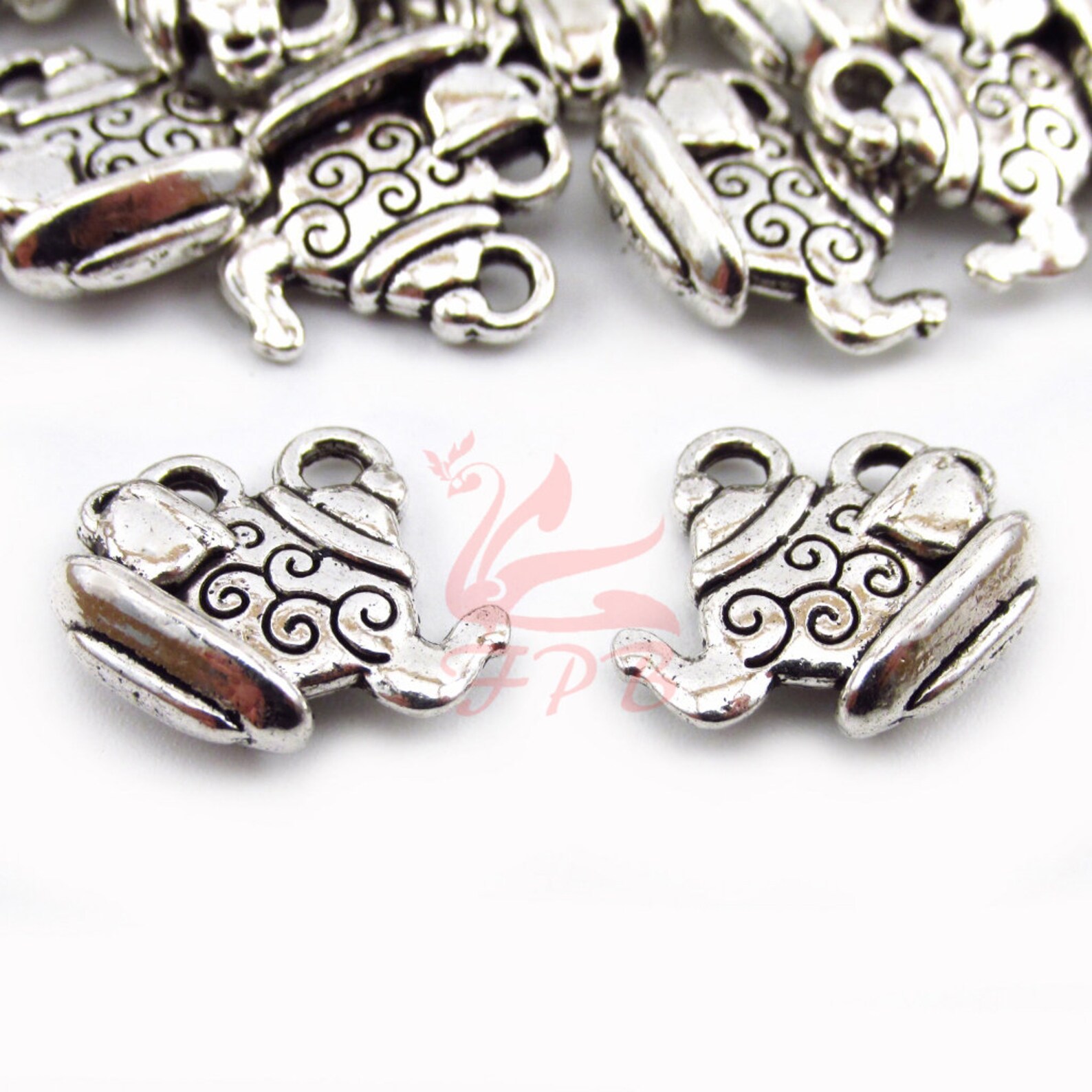 10 Teapot Teacup Charms 15mm Wholesale Antiqued Silver Plated Etsy