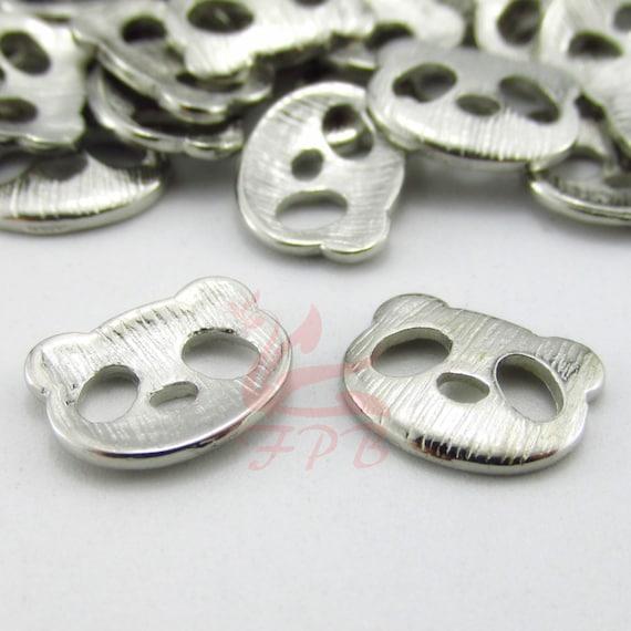 10 Panda Charms 11mm Antiqued Silver Plated Animal Pendants