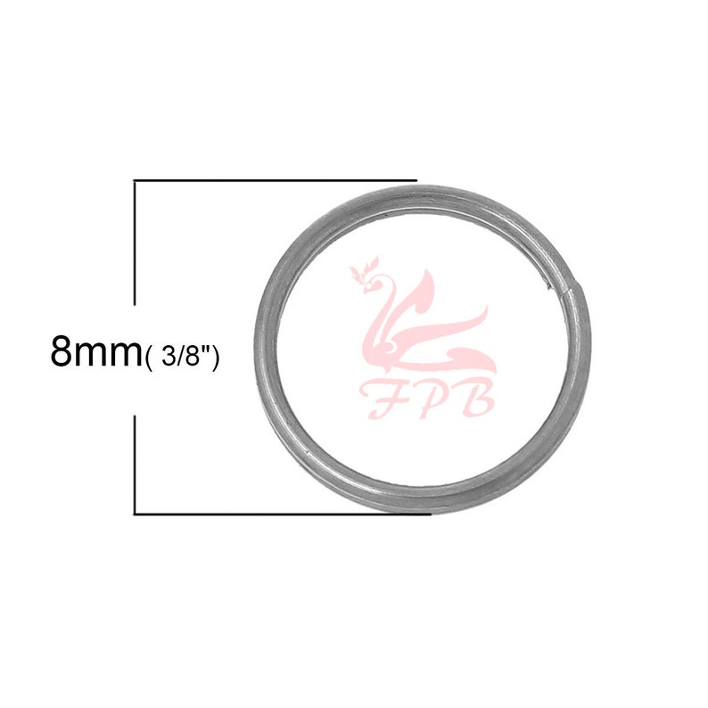 8mm Split Rings - 50/100/200 Wholesale Stainless Steel Key Rings F0071257 image 2