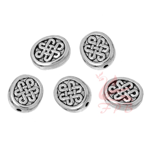 10 Celtic Knot Beads 12mm Wholesale Antiqued Silver Plated Oval Spacer Beads SB0068119