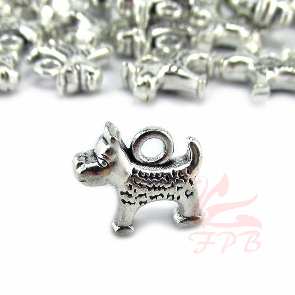 10 Toto Dog Charms 18mm Wholesale Antiqued Silver Plated Terrier Pendants SC0097367