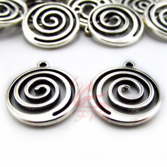 5 Spiral Charms 19mm Wholesale Antiqued Silver Plated Pendants - Etsy