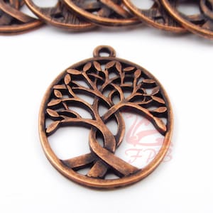 2 Baum des Lebens Charms 31 mm Antiqued Kupfer Baum Anhänger für die Schmuckherstellung CC0087708