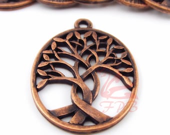 2 Tree Of Life Charms 31mm Antiqued Copper Tree Pendant For Jewelry Making CC0087708