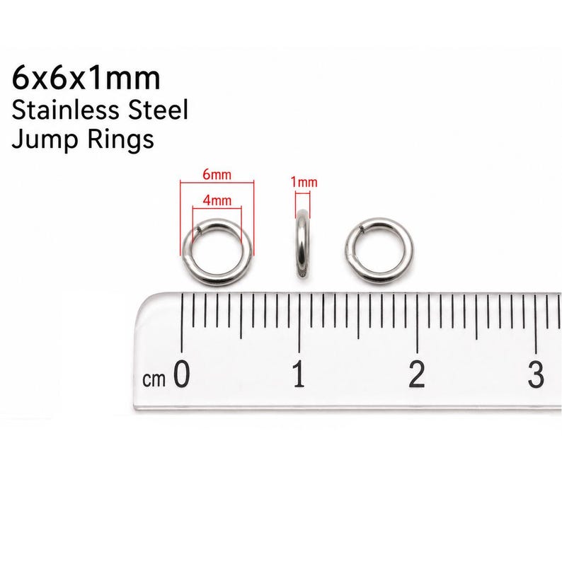 6mm Jump Rings - 100/200/500 Wholesale Stainless Steel 18 Gauge Open Jump Rings F0010270 image 7