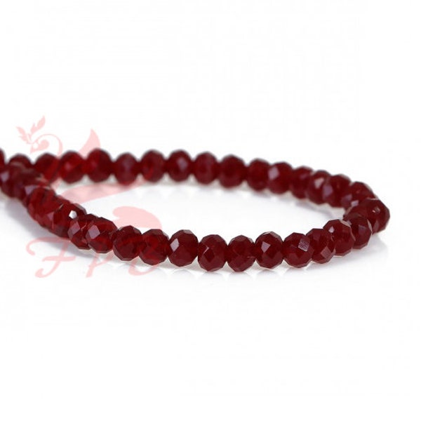 50 Dark Red Glass Beads 4mm Wholesale Faceted Crystal Glass Beads For Jewelry Making GB0082046