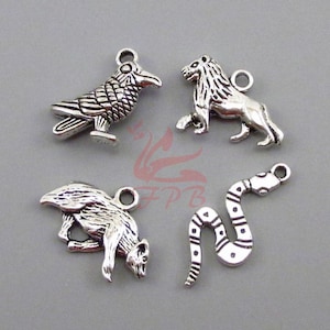 House Animal Charms 4 Pieces Set - Mixed Antiqued Silver Plated Charms Collection CC0010981