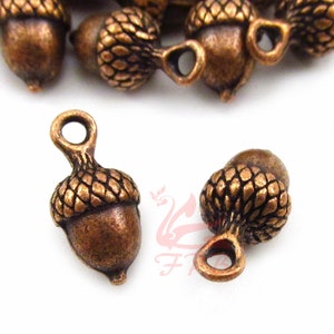 5 ACorn Charms 18mm Wholesale Antiqued Copper Autumn Pendants CC0085470