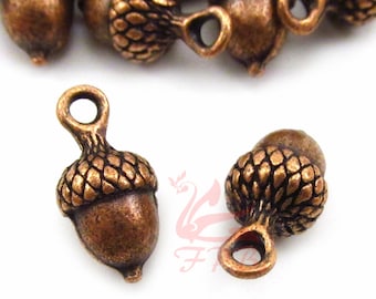 5 ACorn Charms 18mm Wholesale Antiqued Copper Autumn Pendants CC0085470