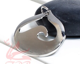 2 Wave Teardrop Charms 32mm Dark Silver Plated Pendants SC0094886