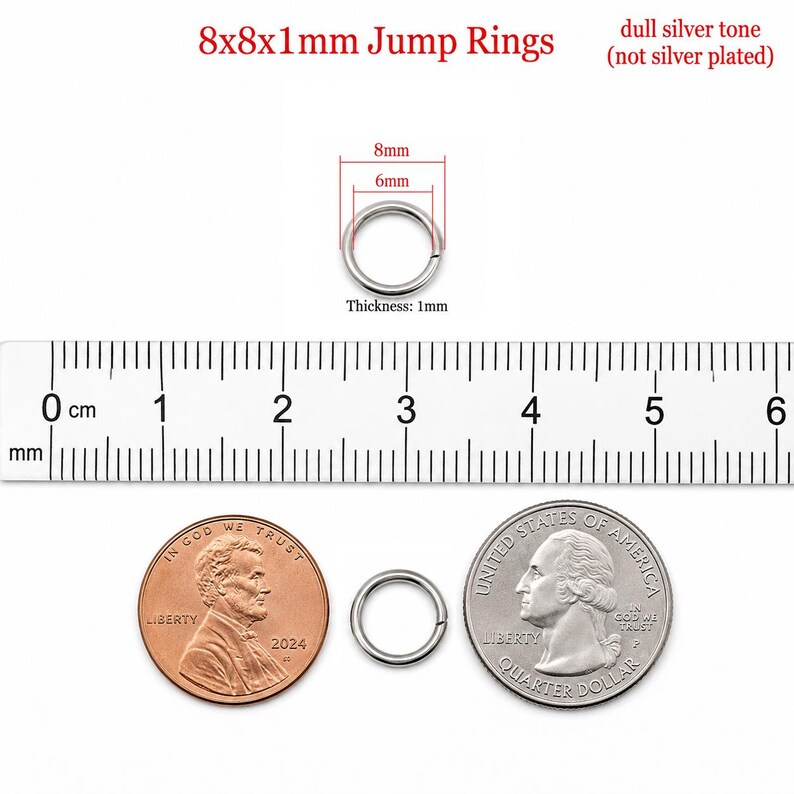 8mm Jump Rings - 100/200/500 Wholesale Stainless Steel 18 Gauge Open Jumprings F0010272 image 7