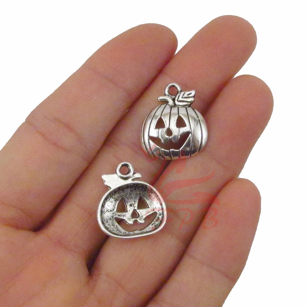 10 Pumpkin Jack O' Lantern Charms 18mm Wholesale Gold Plated Halloween ...