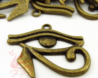 5 Egyptian Eye of Horus Charms 33mm Wholesale Antiqued Bronze Egypt Pendants BC0021338