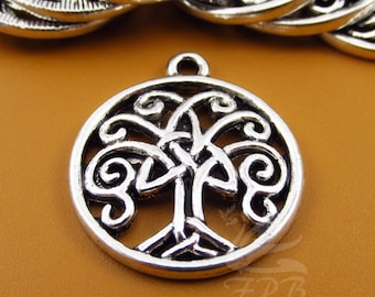 10 Celtic Tree Of Life Charms 24mm Wholesale Antiqued Silver Plated Pendants SC00100831
