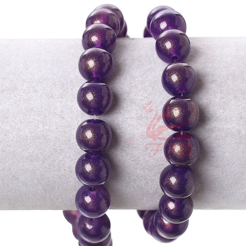20 Purple Glass Beads Wholesale 10mm Gold Dust Pearl Glass Etsy