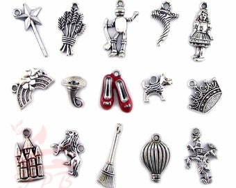 Wizard Of Oz 15 Pieces Charm Set - Wholesale Antiqued Silver Plated Charms Collection CC05202022