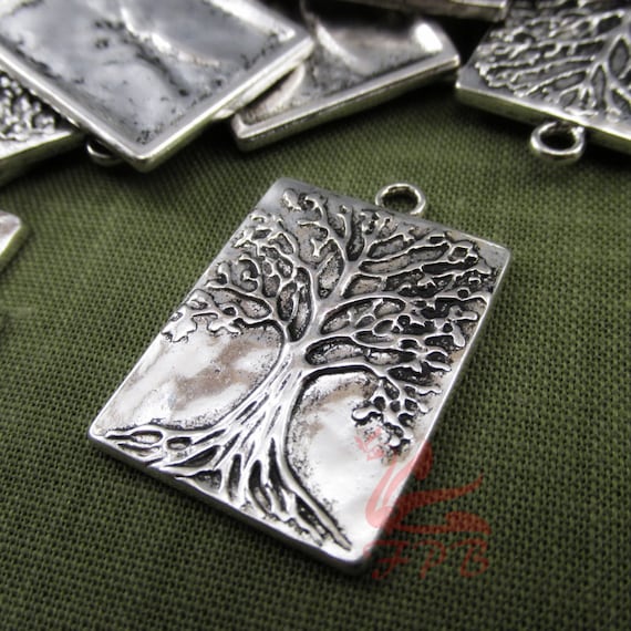 2 Tree Of Life Charms 32mm Wholesale Antiqued Silver Plated | Etsy
